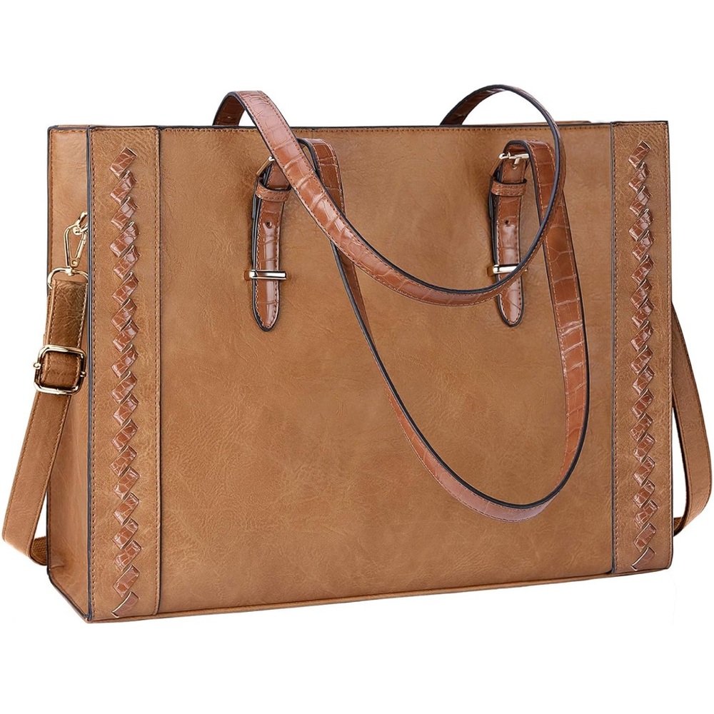 Laptop Bag for Women Waterproof Lightweight 15.6in. Leather Laptop Tote Bag